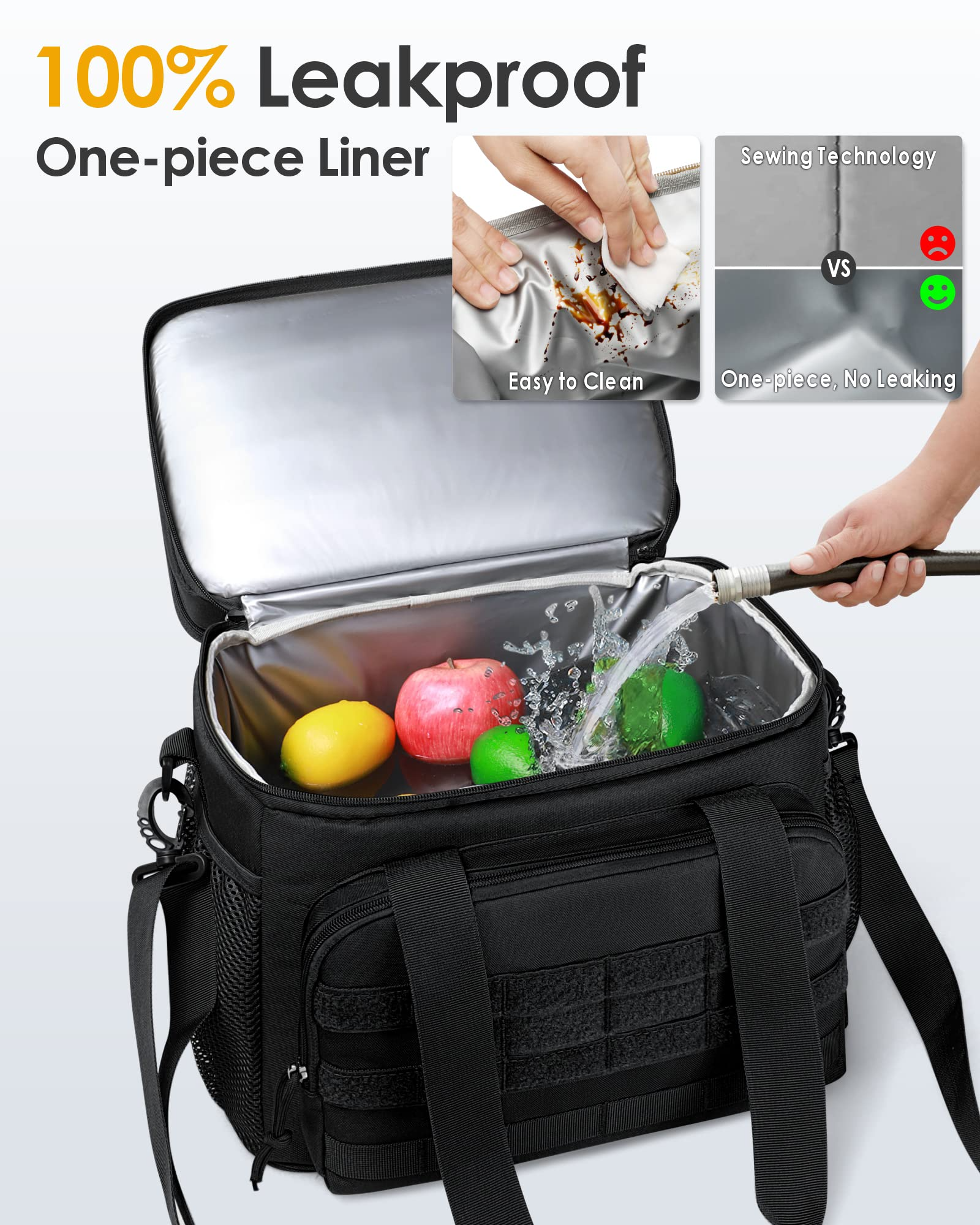 Insulated Lunch Bag, 17L Expandable Double Deck Lunch Tote Bag for